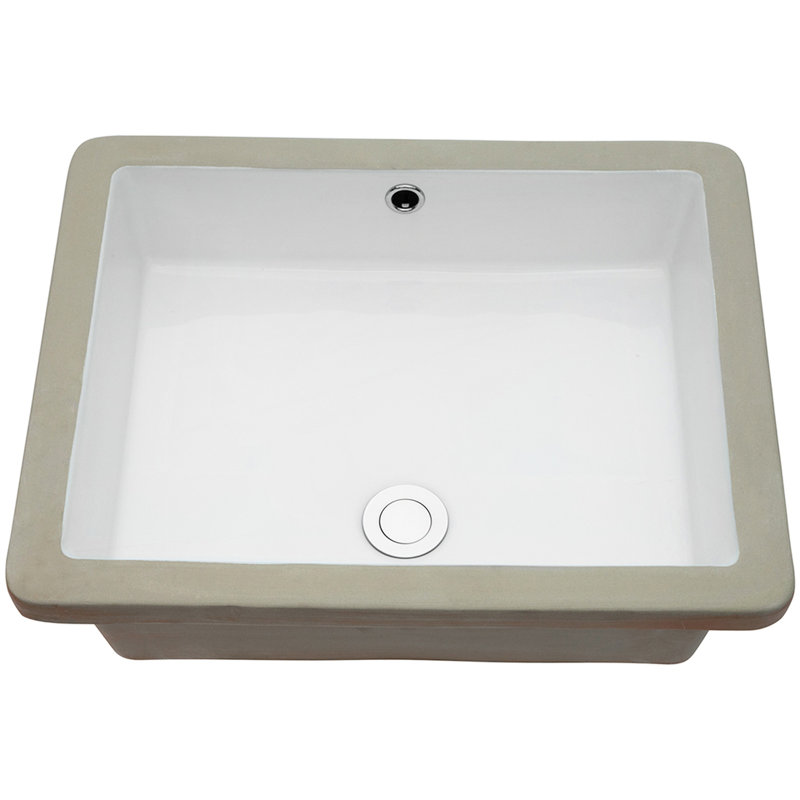 Généreux lavabo encastré rectangulaire en céramique blanche résistant aux acides -