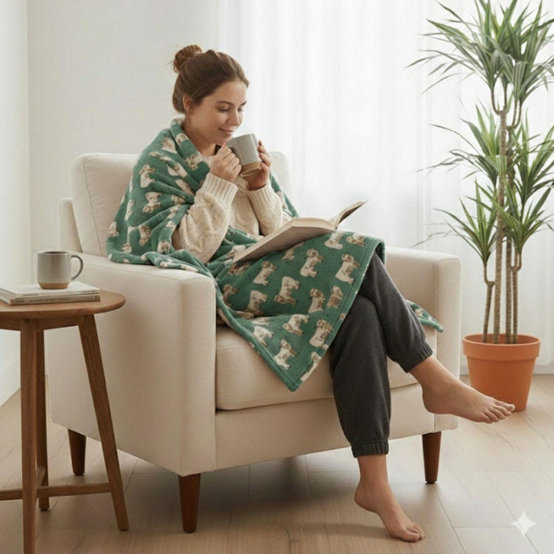 Machine Woven Throw Blanket, Green