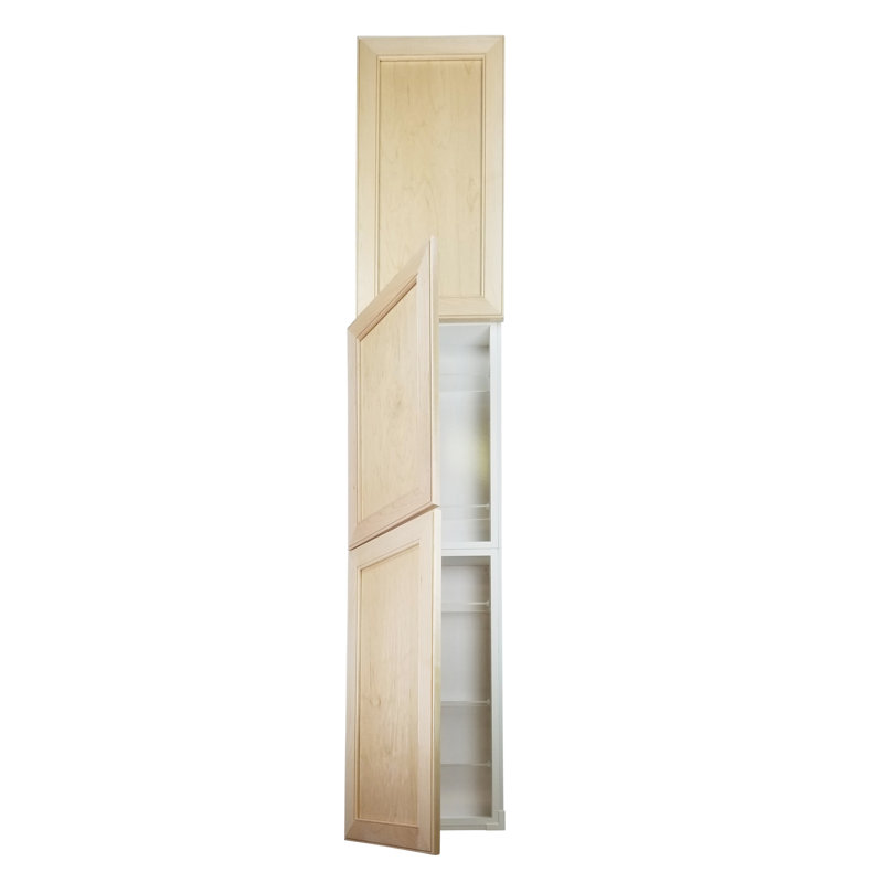 Lakecrest Villa Bead Panel Recessed Frameless 3 Door Medicine Cabinet with Adjustable Shelves, Unfinished Wood