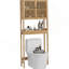 Armoire de rangement en bambou au-dessus de la toilette, organisateur de salle de bain au-dessus de la toilette avec portes à lattes, tablette réglable et tablette ouverte, naturel