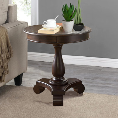 Round Wood Pedestal Side Table