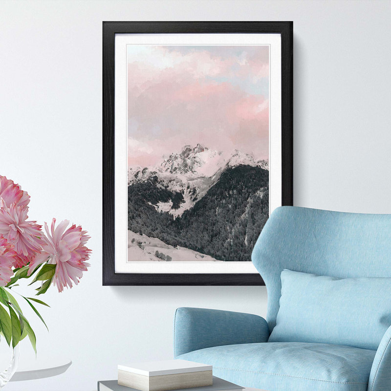 The Pink Mountain in Abstract - Picture Frame Graphic Art Print, 48cm H x 36cm W x 2cm D, Black Framed