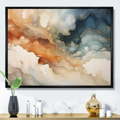 Abstract Beige And Gold Geyser Paint V - Abstract Canvas Wall Art