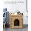 Enclos pour chat, litière cachée avec tapis et clôture, maisonnette en rotin tissée à la main avec deux crochets en forme de S pour le salon et la chambre à coucher
