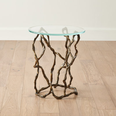 Twistwood Accent Table-Antique Brass