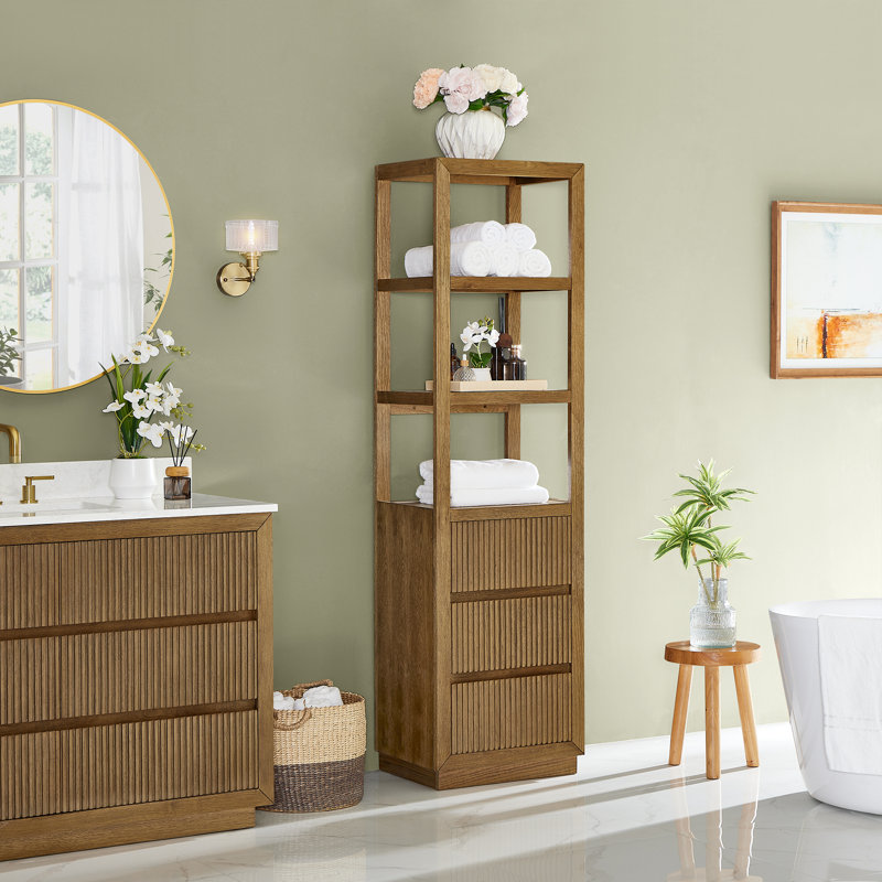 Navan 20" Freestanding Linen Cabinet in Weathered Brown