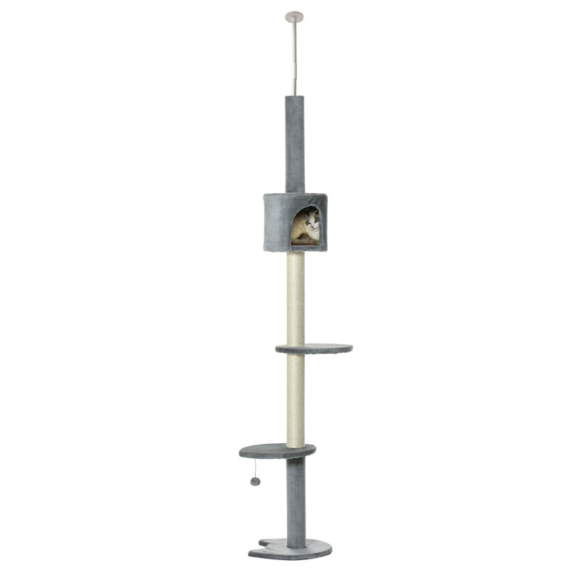 Gray Sisal 4-Tier Adjustable Cat Climbing Tree