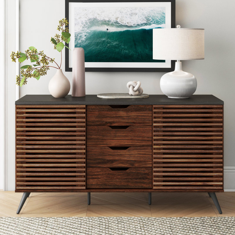 Buffet à portes coulissantes 59 "Maitre, Noyer foncé