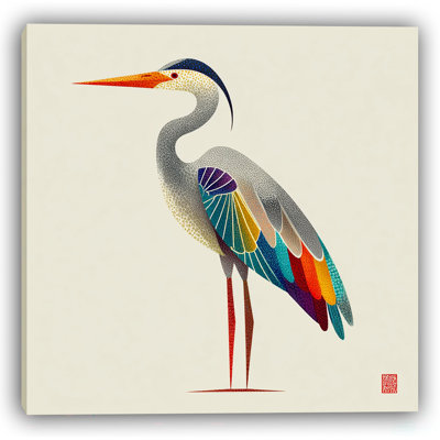 «Rainbow Heron», art mural moderne sur toile