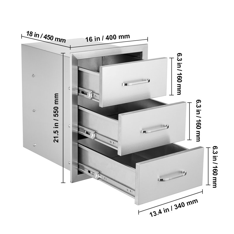 15.7'' Stainless Steel Drop-In Drawers