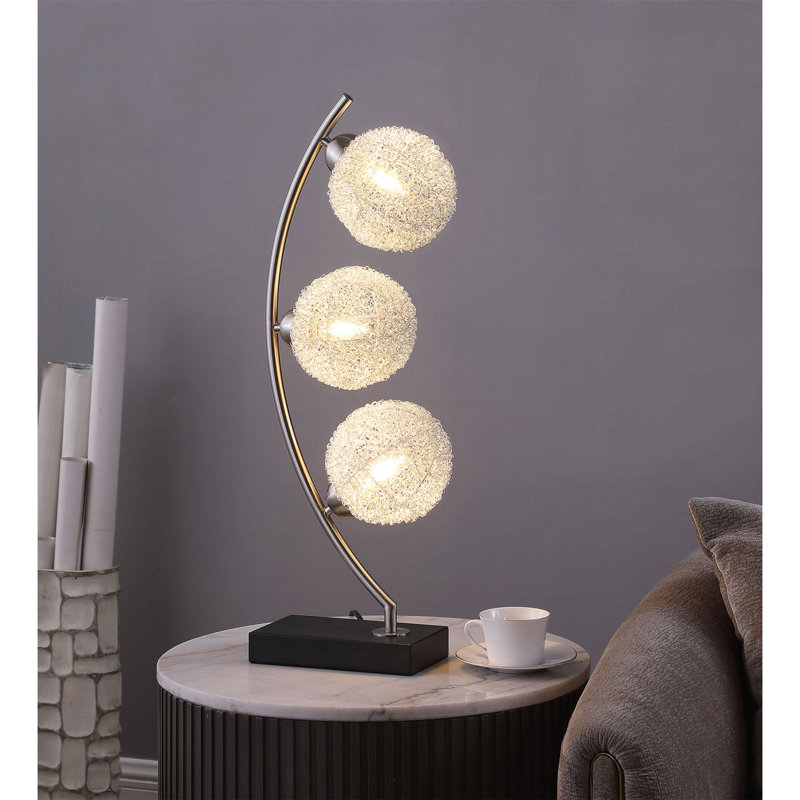 Lampe de table sphérique en métal tissé noir Mcdougal 30 po Mcdougal