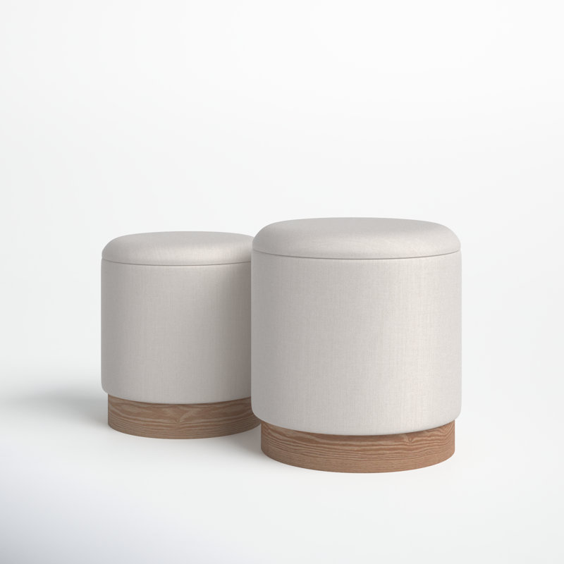 Amelia-May Upholstered Ottoman, Cream Polyester Blend