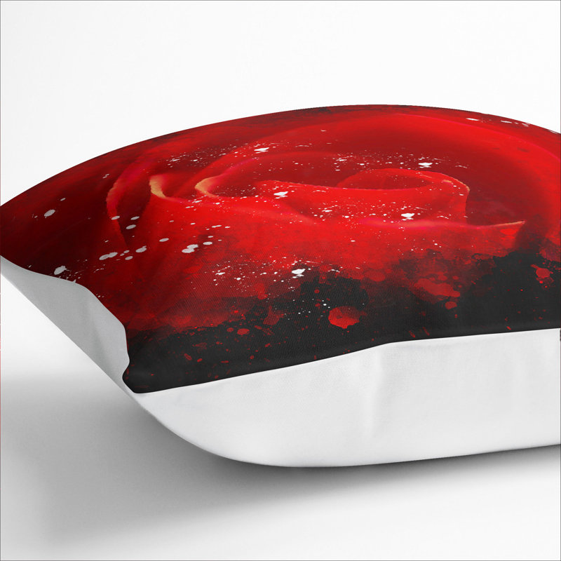 Red Rose Flower Vol.8 Square Throw Cushion, 40cm H x 40cm W x 15cm D, White