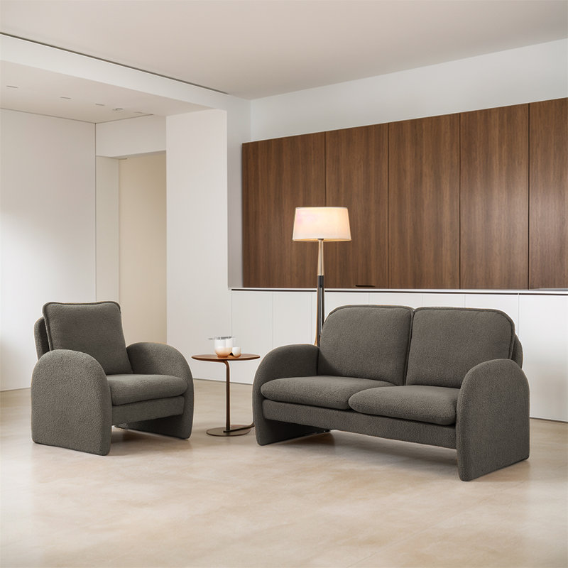 59" Sherpa Loveseat Sofa, Gray