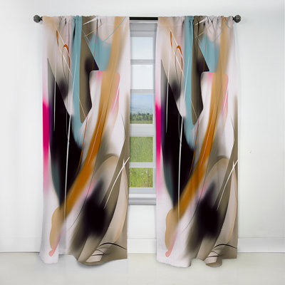 Shape Abstract Artwork III - Rideau peinture abstraite - Rideau occultant en velours - 1 panneaux
