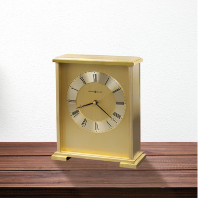 Traditional Roman Numeral Metal Quartz Movement / Crystal Tabletop Clock in Brass
