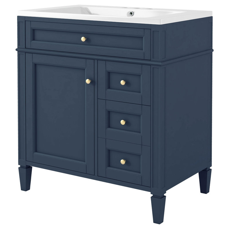 Ensemble de meuble-lavabo simple sans lavabo Stilijana, Bleu