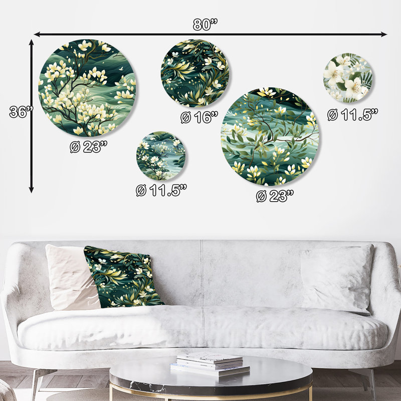 «Mangrove Serenity Tropical», ensemble d'art mural rond floral tropical de 5