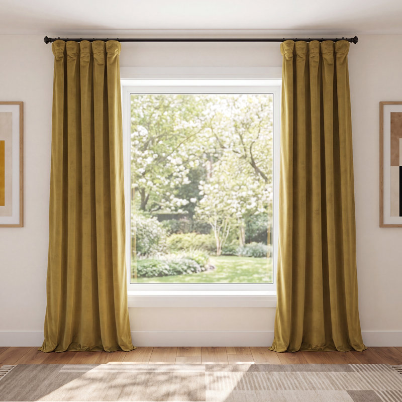 Matra Room Darkening Rod Pocket Single Curtain Panel, 50" W x 108" L, Peat Green