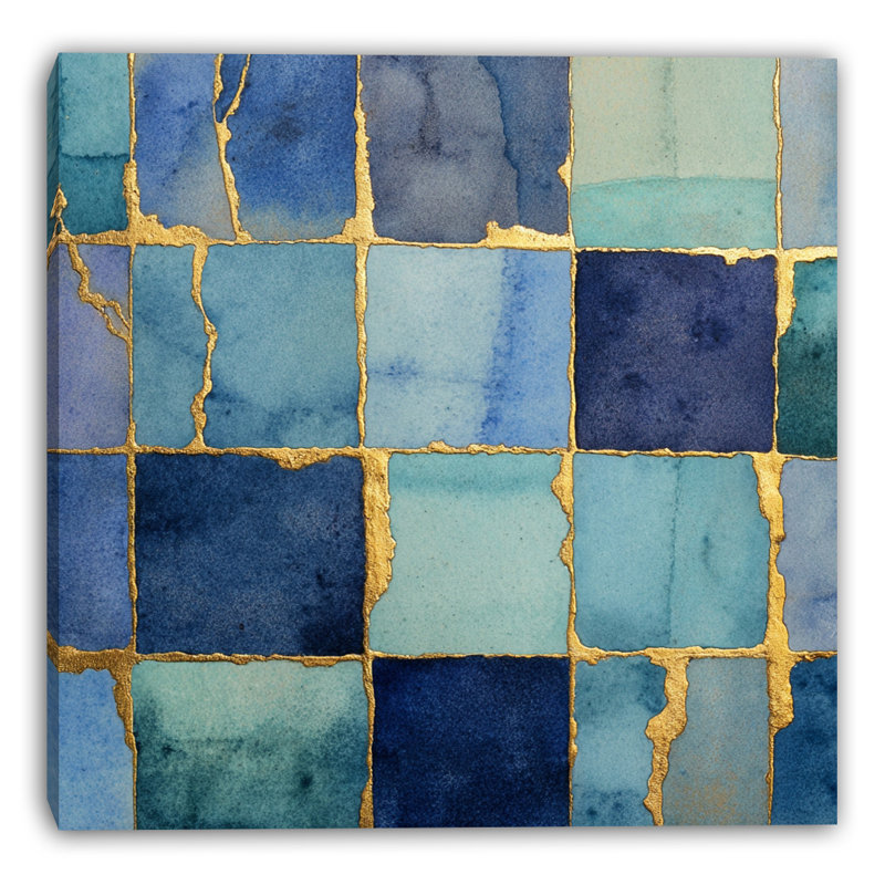 «Blue Mosaic», art mural sur toile lustrée, H 20 po x l 20 po