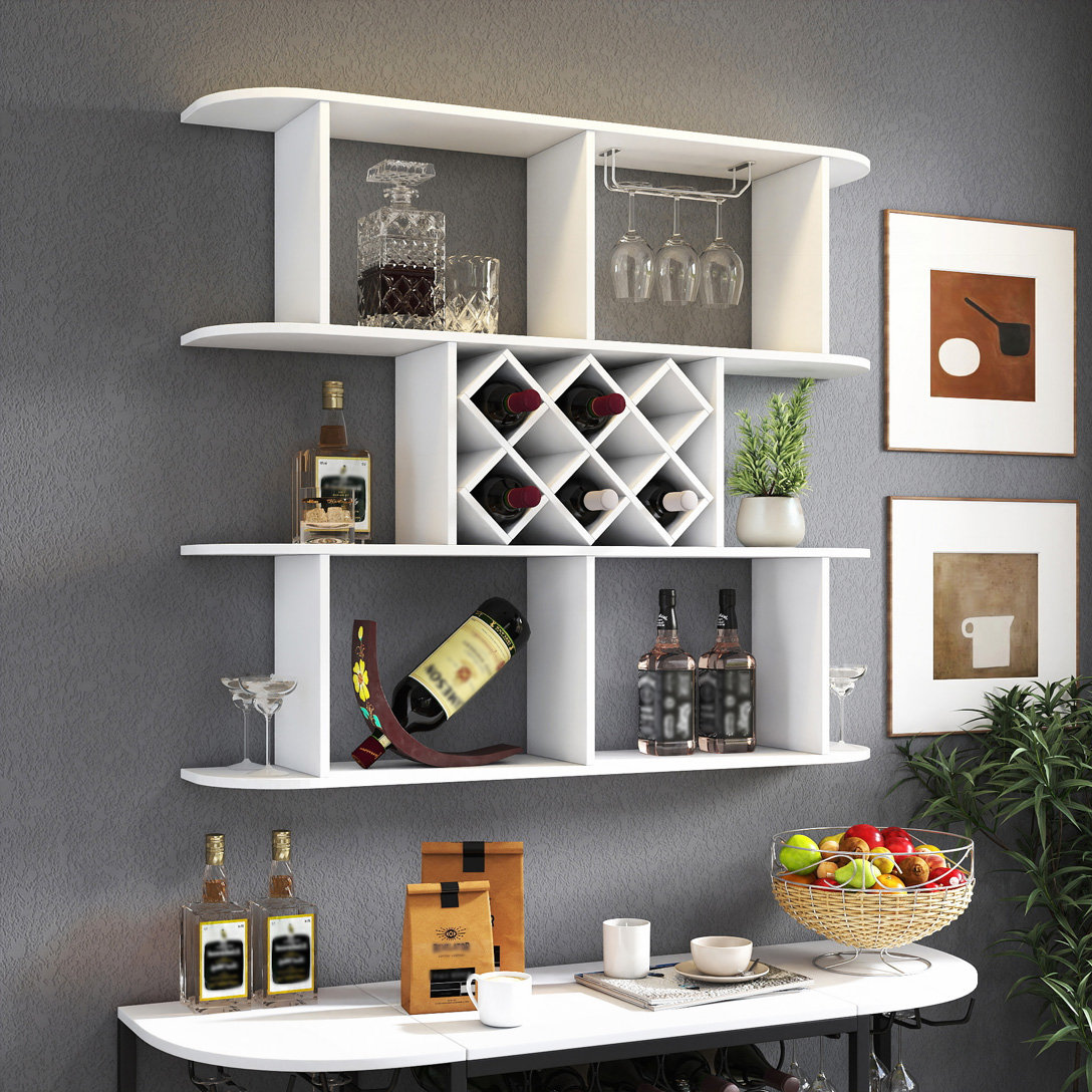Corrigan Studio Wall Mounted 3 Tier Rustic Bottle Wine Rack - Wayfair ...