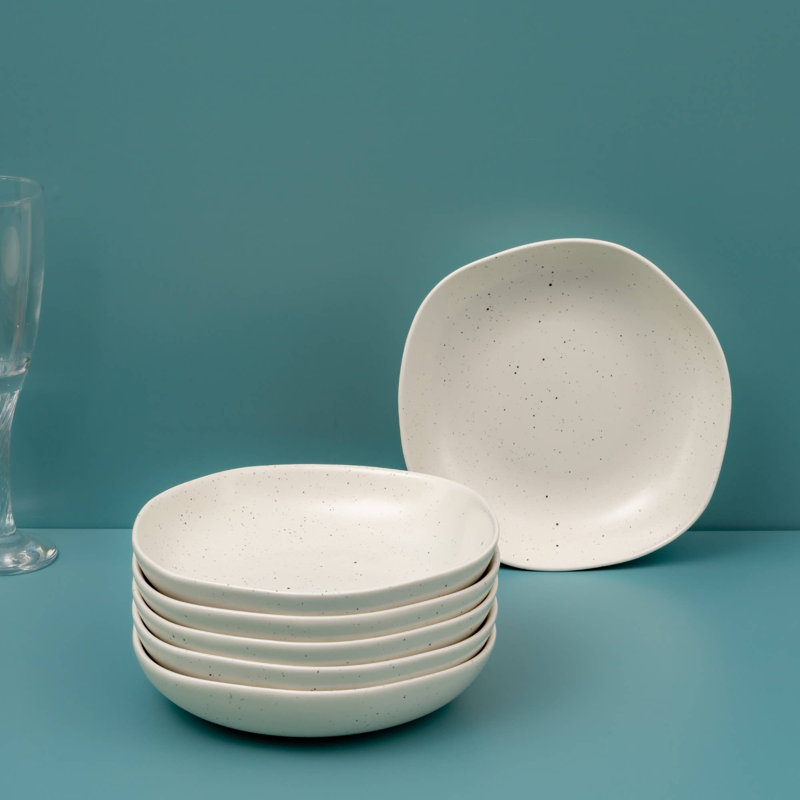 Assiette plate en porcelaine profonde | Forme inégale, Crème, 7.48"