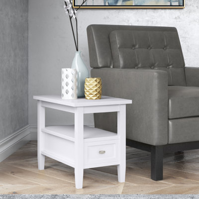 Warm Shaker Solid Wood End Table with Storage Drawer
