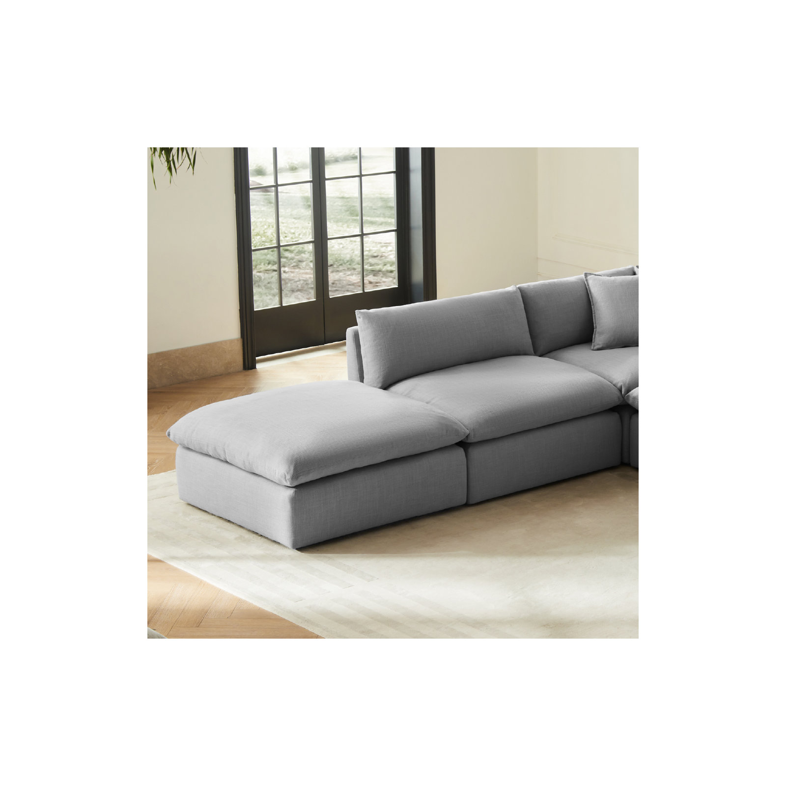  Annabella 41" Upholstered Ottoman, Effie Gray Performance Weave