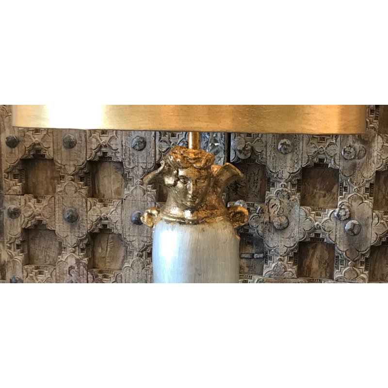 Hanksville Table Lamp in Gold and Silver with Gold Drum Shade, Gold/Silver