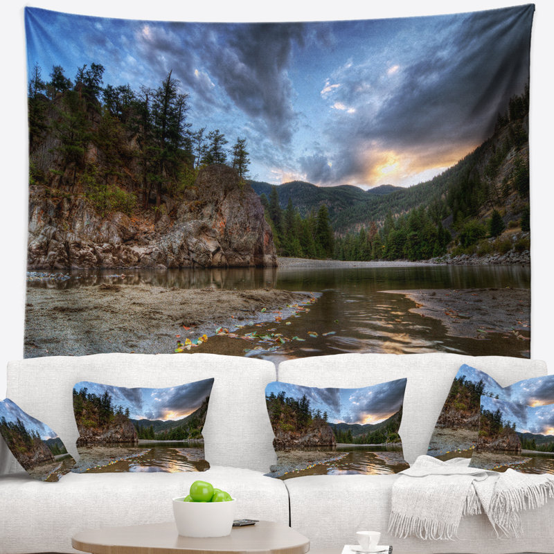 Tapisserie paysagez à la soirée pacifique à mountain creek, H 50 po x l 60 po