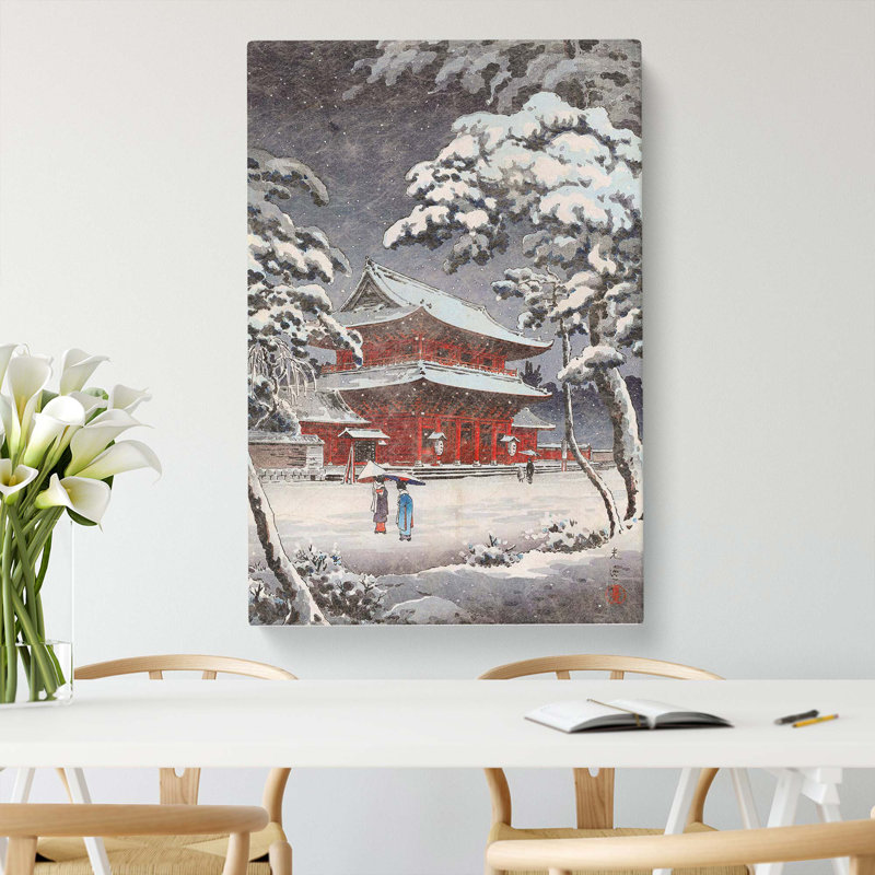 Zojoji Temple In Snow by Tsuchiya Koitsu - Wrapped Canvas Painting, 60cm H x 40cm W x 3cm D