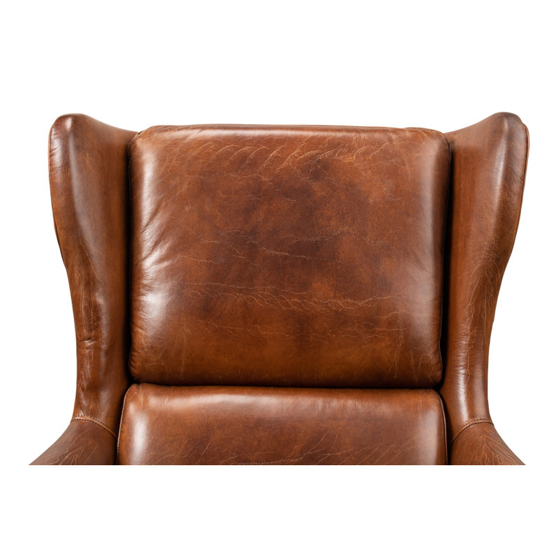Elite Wingback Chair, Dark Brown Genuine Leather