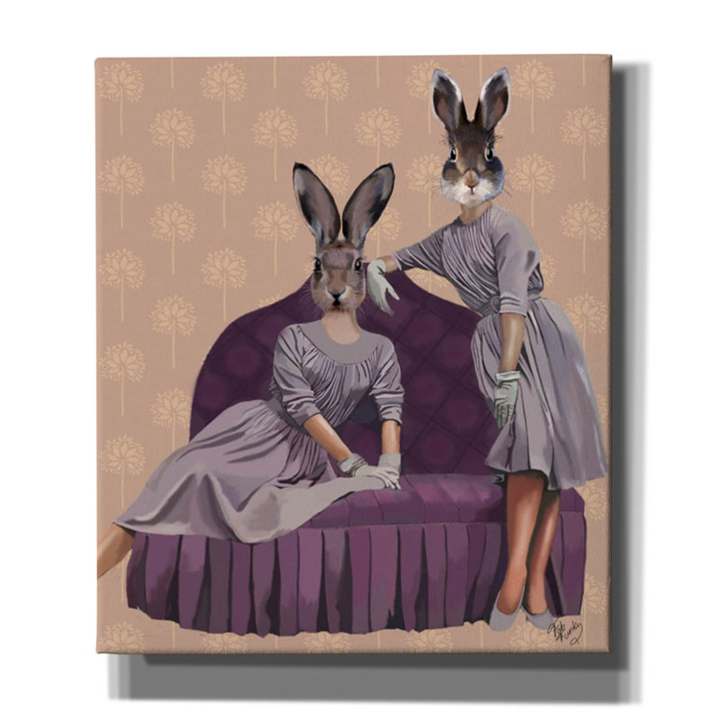 «Rabbits in Purple» par Fab Funky, art mural sur toile, H 30 po x l 26 po x P 1,5 po