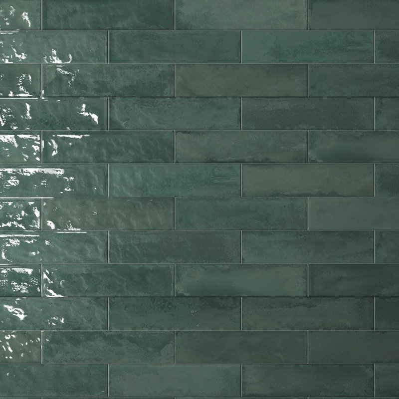 Carreau en porcelaine zellige 3 "x 12" Element, Vert forêt