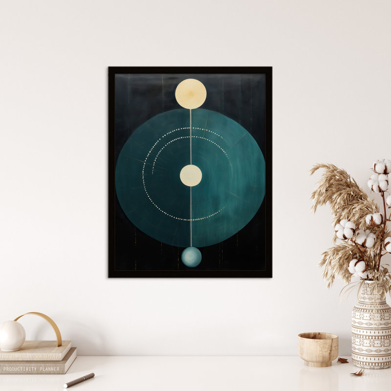 Abstract Teal Circles Painting Minimalist Geometric - Single Picture Frame Print