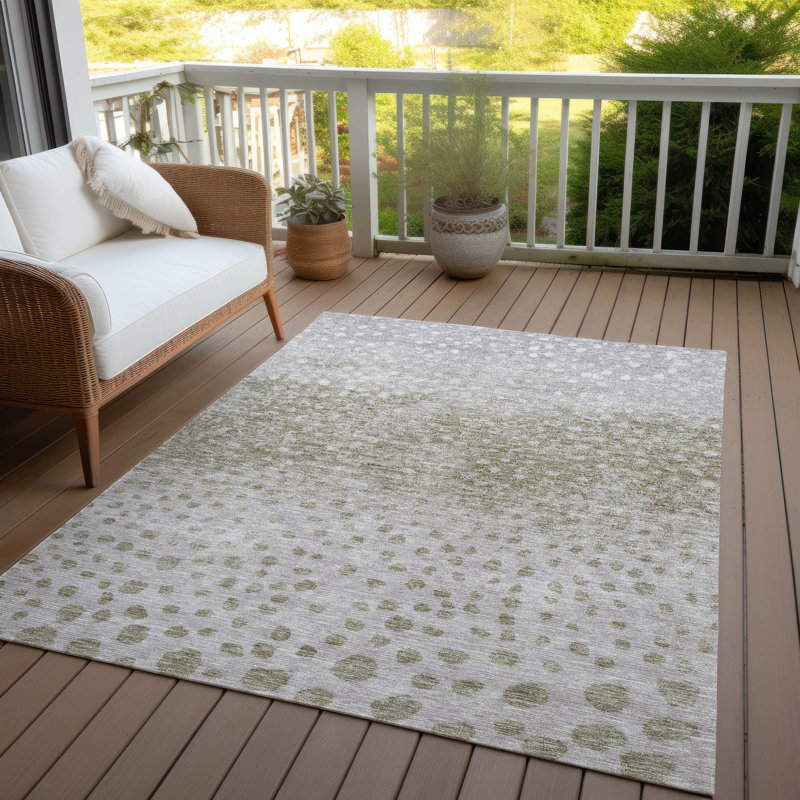 Taupe and Olive Synthetic Flat Woven Washable Area Rug