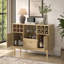 Meuble-bar en rotin, buffet de 109 cm avec casier à vin, porte-verres, plateau absorbant amovible et tiroir