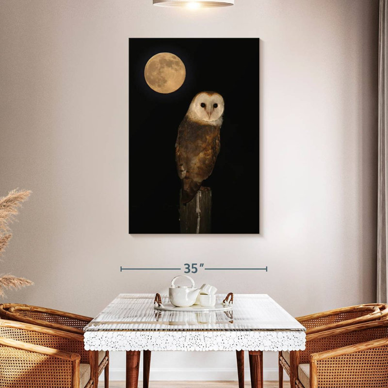 Pleine lune hibou, H 36 po x l 24 po