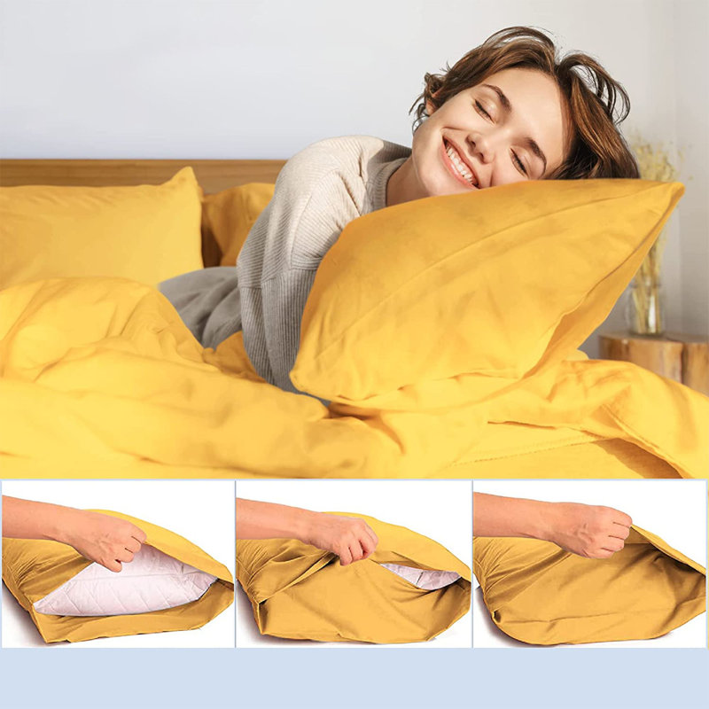 LuxClub 2 PC Medallion Gold Queen Performance Microfiber Solid Pillowcase Set, Medallion Gold, Standard Pillowcase