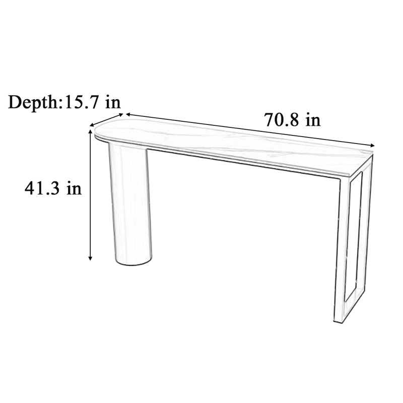 Table de bar simple et élégante pour un usage domestique, H 41,3 po x L 70,8 po x l 15,7 po, Blanc, Noir
