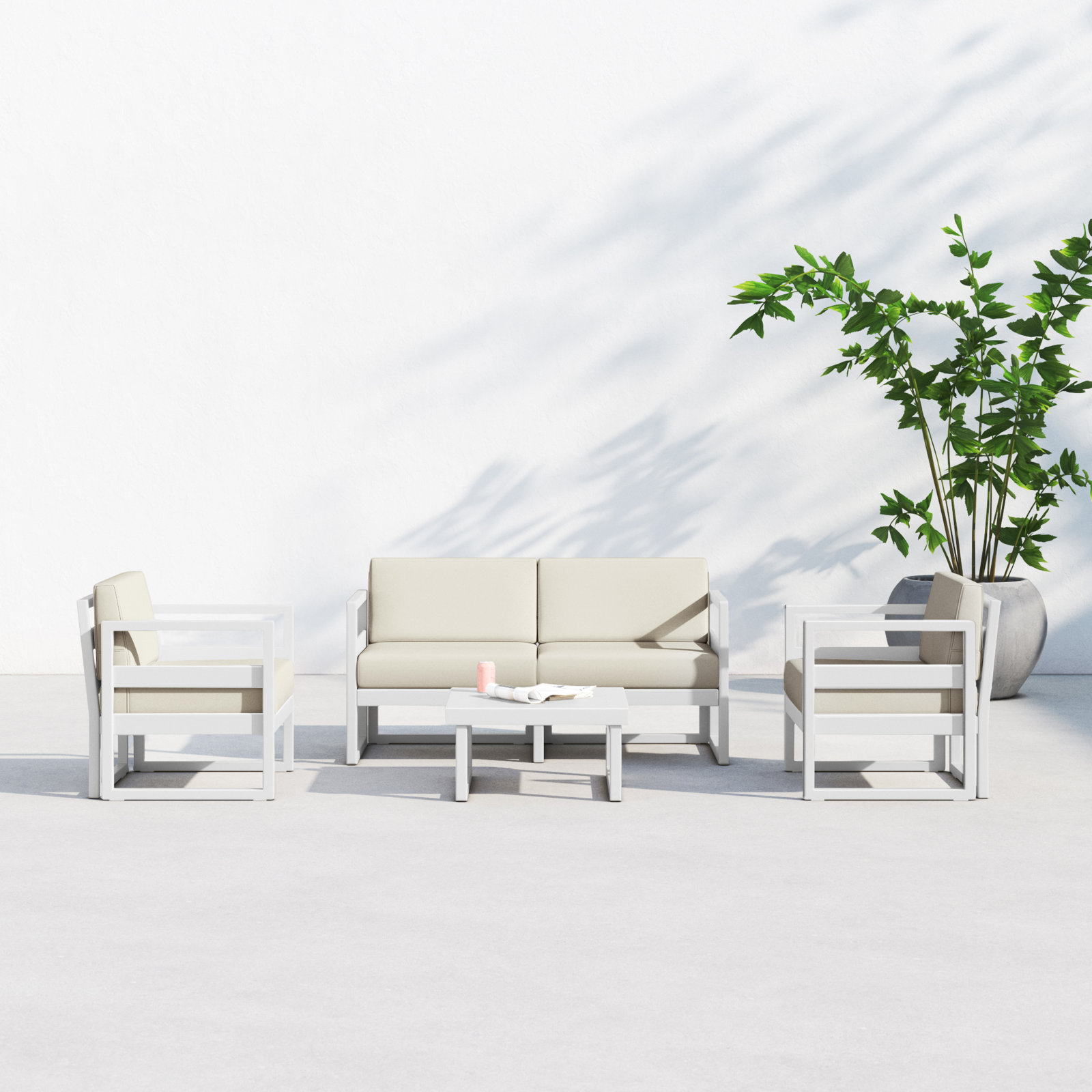 Lane 4-Person Patio Seating Group, Natural, White