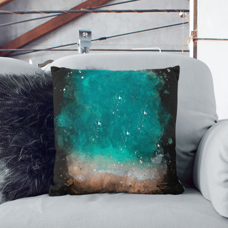 Ocean Meets the Sand Paint Splash Cushion with Filling, Stone, 55cm H x 55cm W x 20cm D