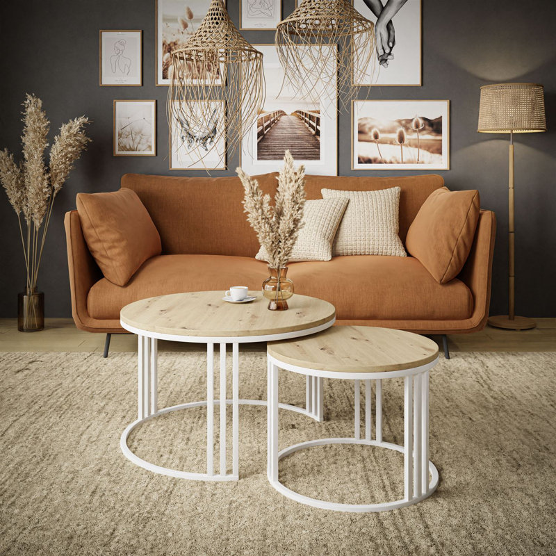 Melanija Frame Coffee Table, Artisan Oak, White