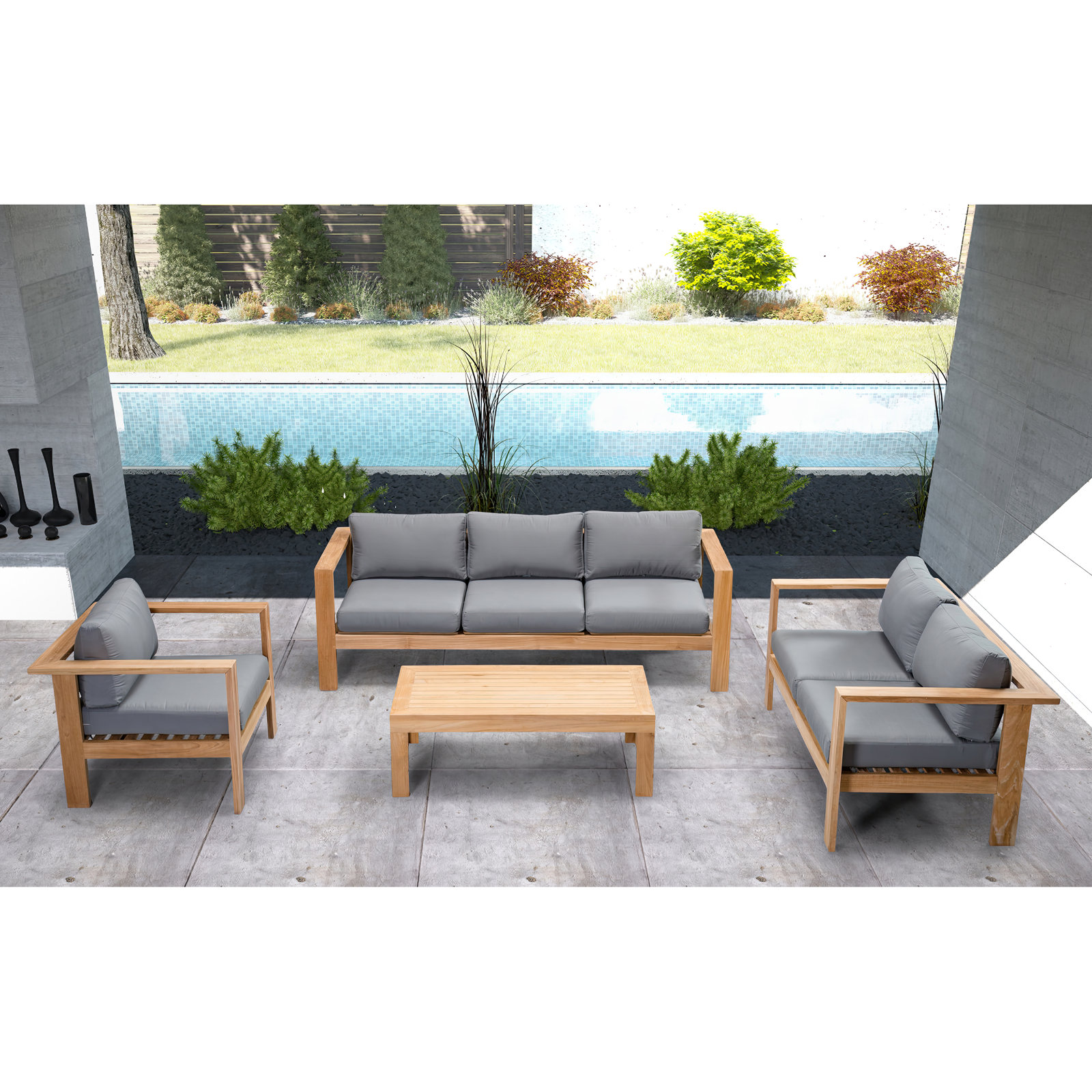 Sonoma 5 - Person Patio Conversation Set, 4Pcs: Table, Loveseat, 2 Chairs, Canvas Charcoal Sunbrella® Canvas