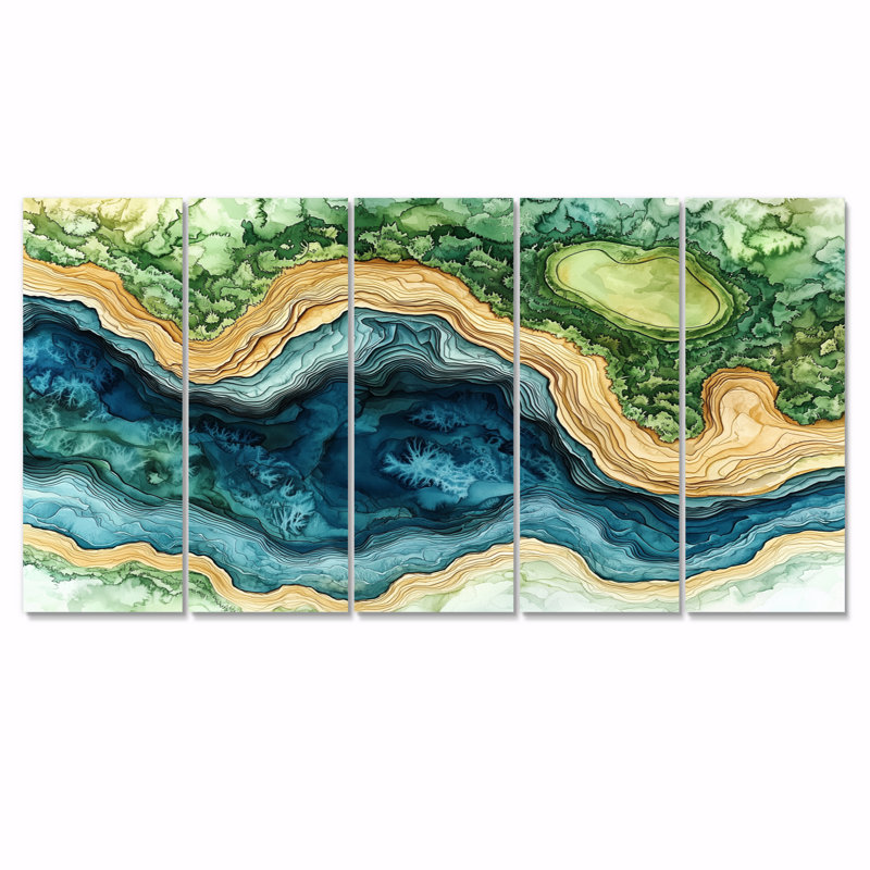 Abstrait parcours de golf «Horizon II» - art mural de golf - art mural moderne pour le salon, H 28 po x l 60 po, 5