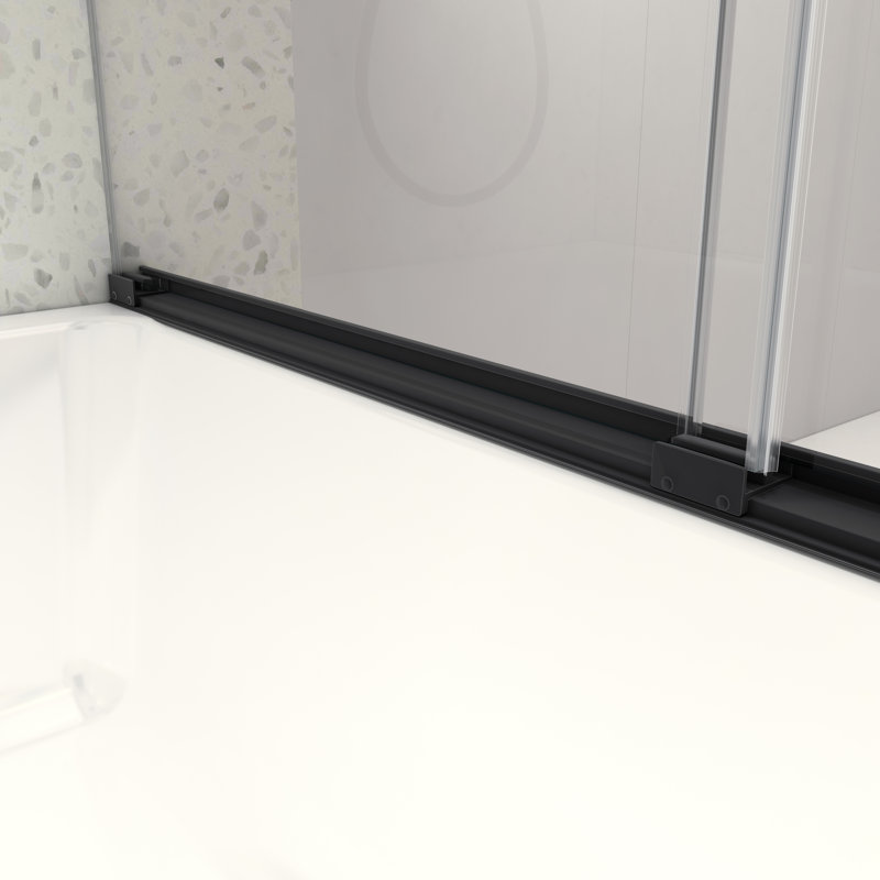 Porte de douche coulissante double sans cadre l 60 po x H 76 po avec verre trempé 5/16 po à fermeture douce réglable
