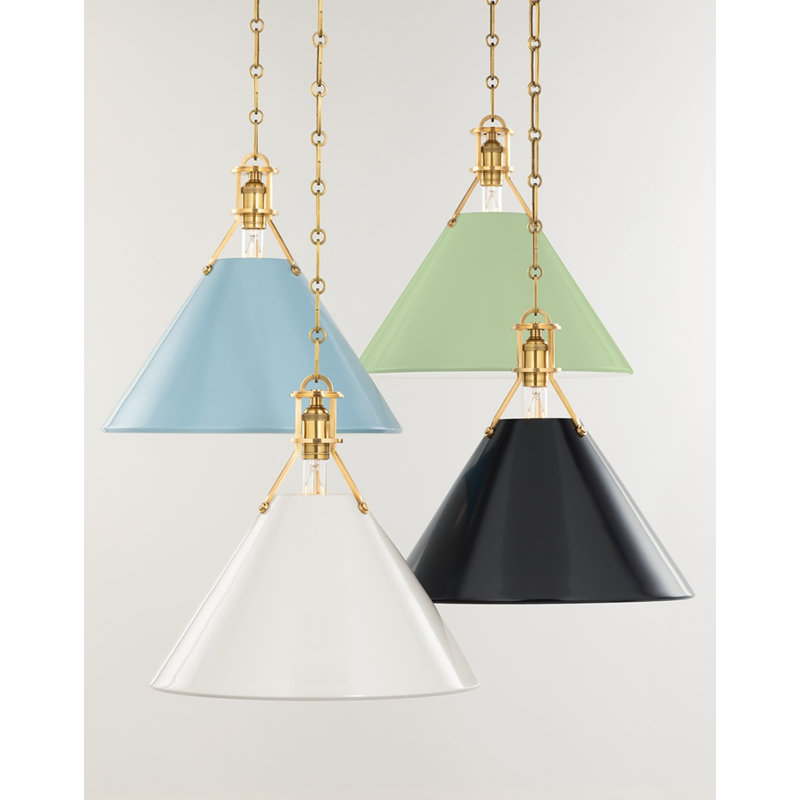Luminaire suspendu conique 1 lumière Painted No.2, Laiton vieilli