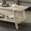 Table basse avec tablette en bois moderne au fini blanc cassé