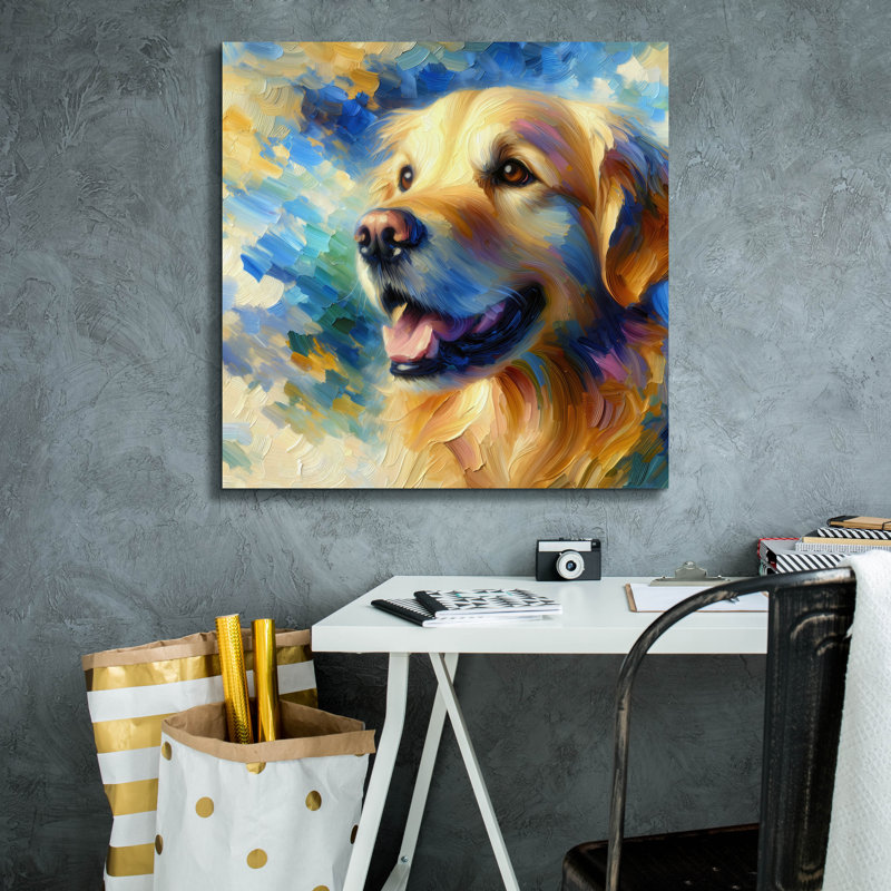 "Epic Graffiti" My Golden Retriever "par Rich Monet, art mural sur toile, 26 po x 26 po