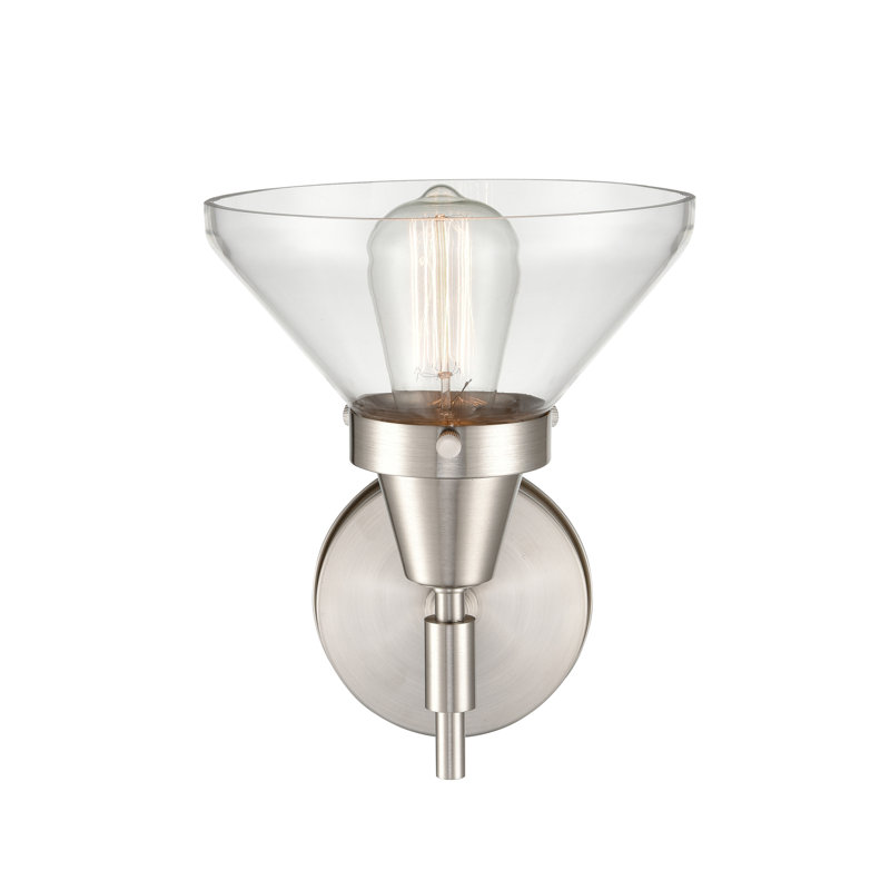 Amede Armed Sconce, Satin Nickel, Clear